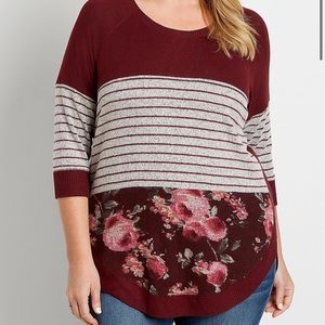 New 1x plus size maurices berry floral pullover